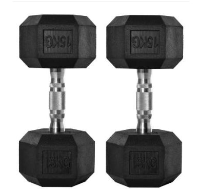 Fitness Hexagonal Rubberized Fixed Dumbbell