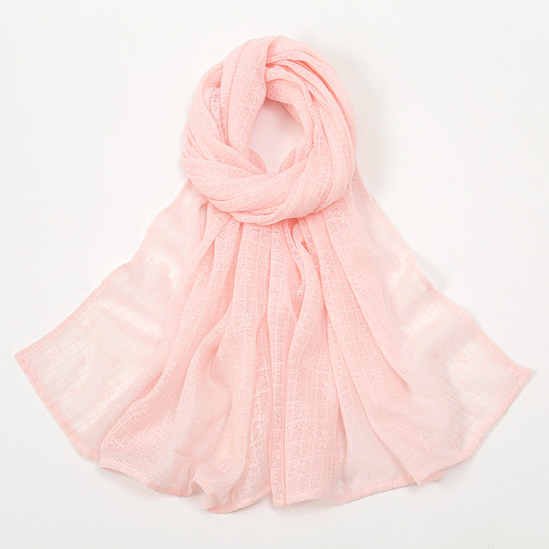 Plaid Jacquard Polyester Scarf Women