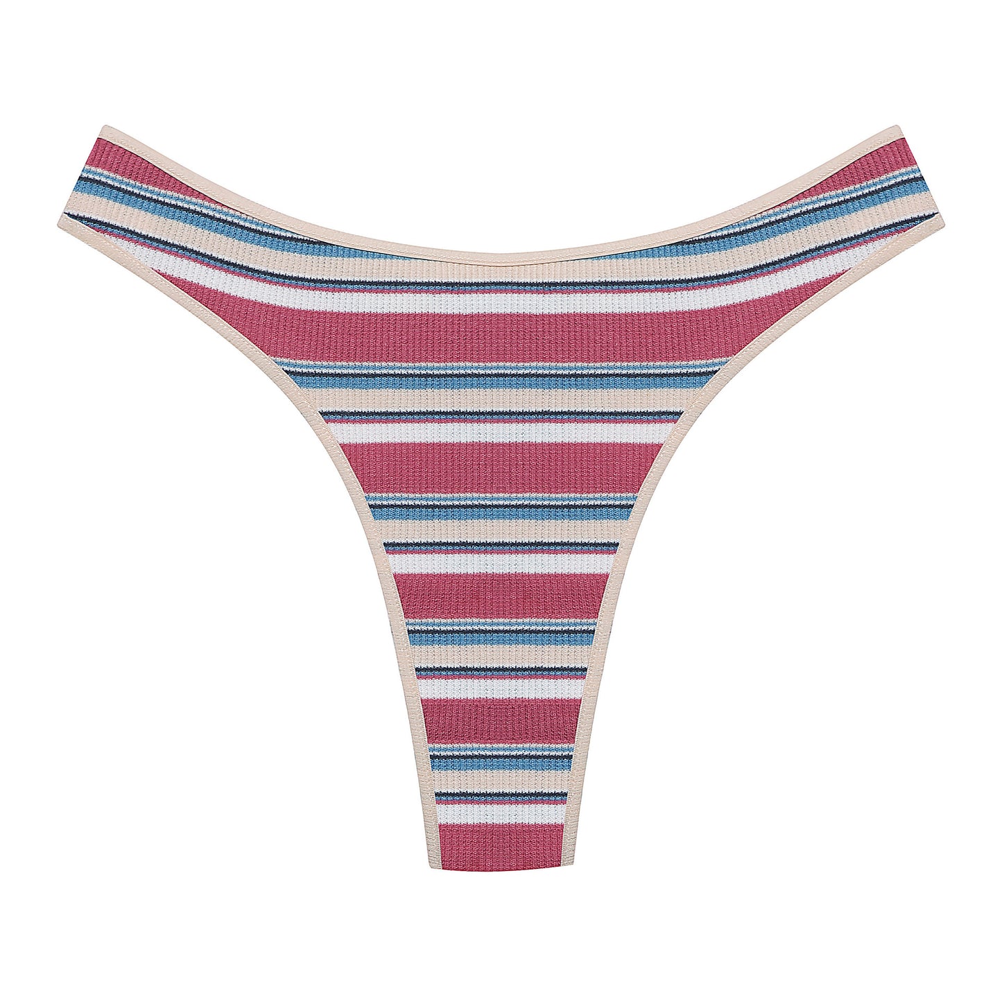 Ladies Thong Striped Stitching Color Panties New Cotton