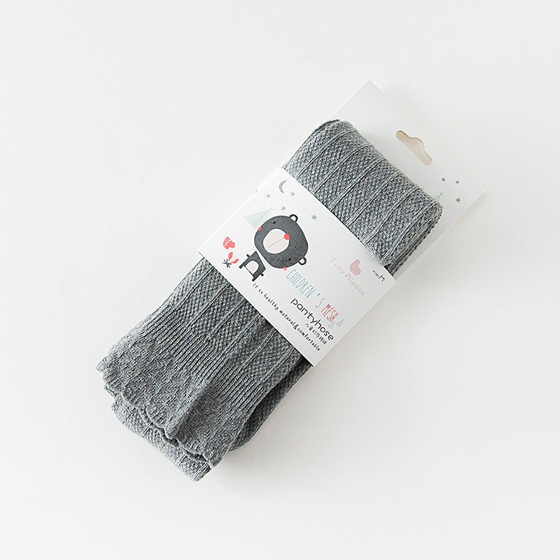 Children's Stitching Knit Socks Cropped Trousers Vertical Strips