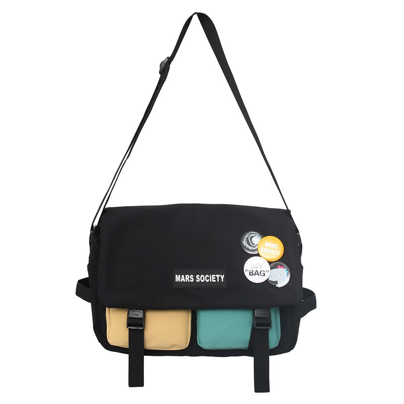 Tooling Korean Style Contrast Color Student Shoulder Bag Japanese-style Retro Color Matching