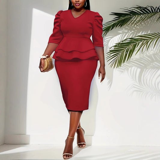 Women's Solid-Color Stylish Sheath Dress