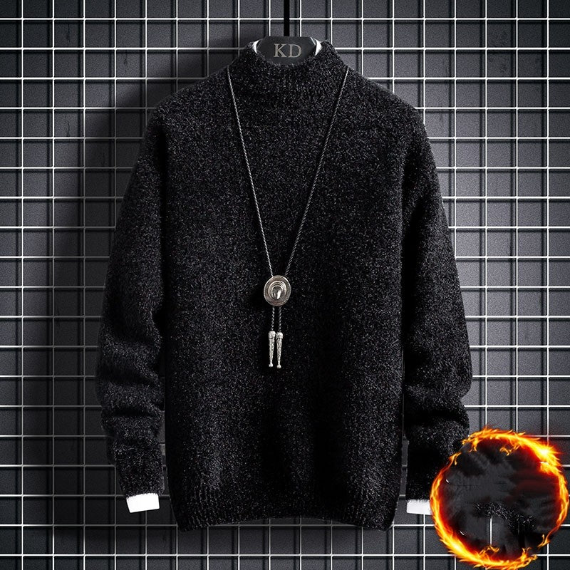 Vinter Plus Fleece Tyknet Studerende Mellemhøj Krave Varm Underdel Sweater