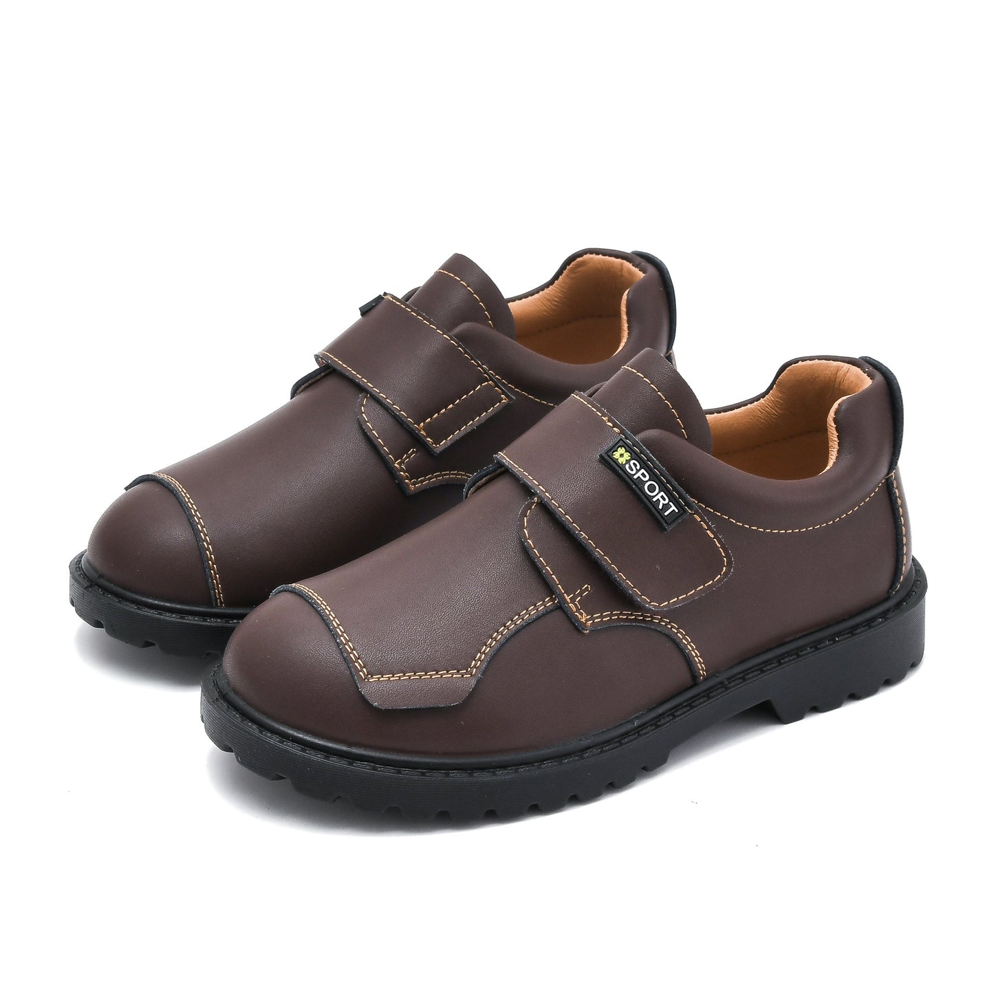Boys Black Leather Show Children's Black British Style Student Shoes