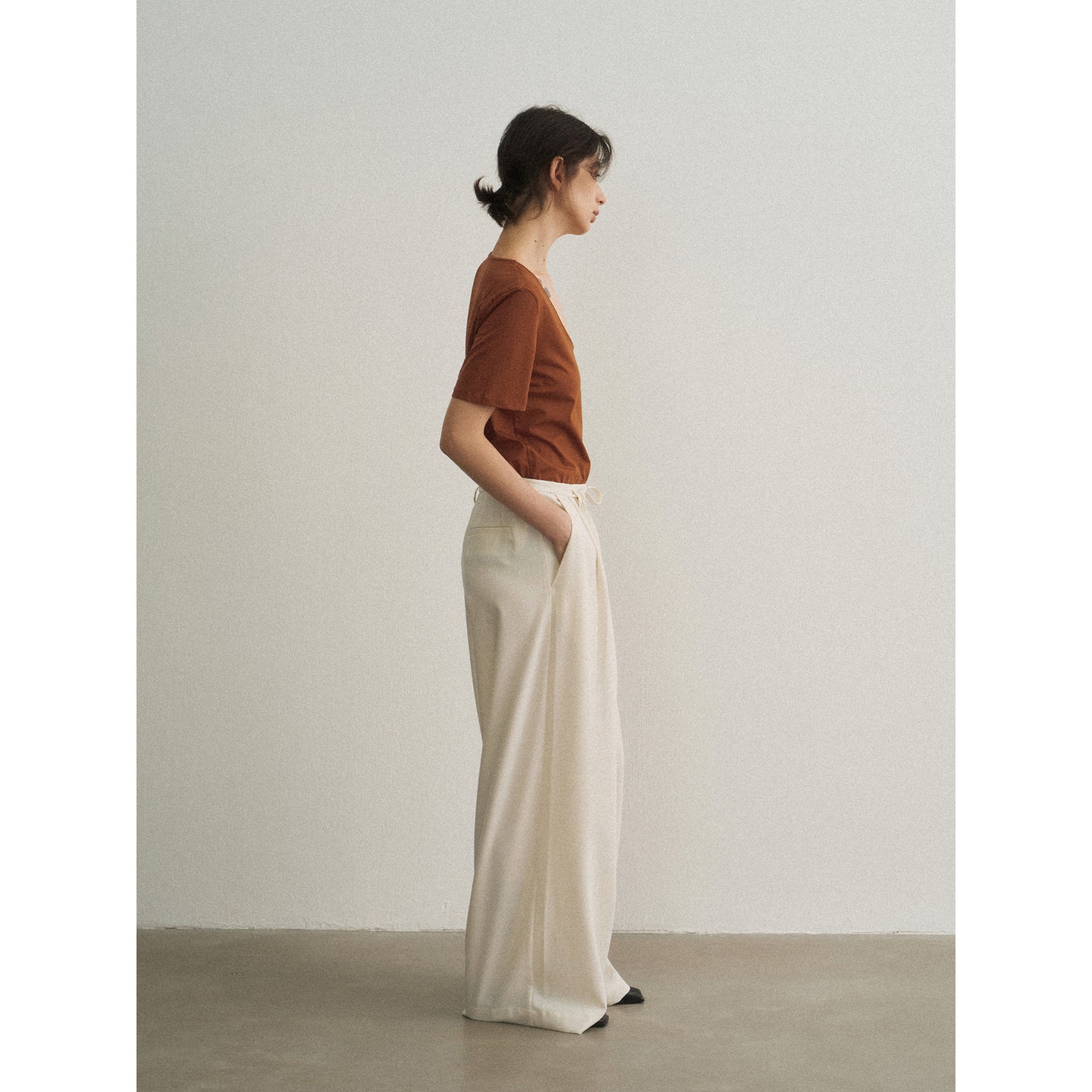 New Commuter Design Anti-wrinkle Waist-free Adjustable Waist Strap Wide-leg Pants