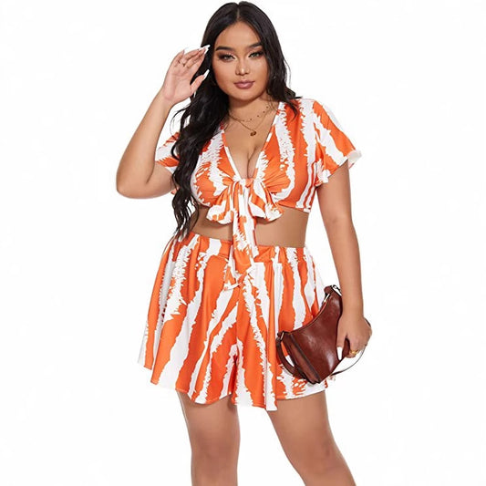 Plus-size Beach Two Piece Dress Set
