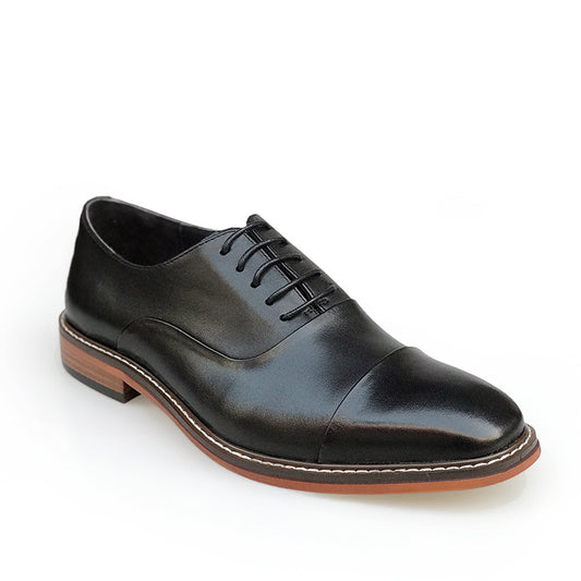 Herresko i læder Britisk ægte læder Spids brun vintage Oxford