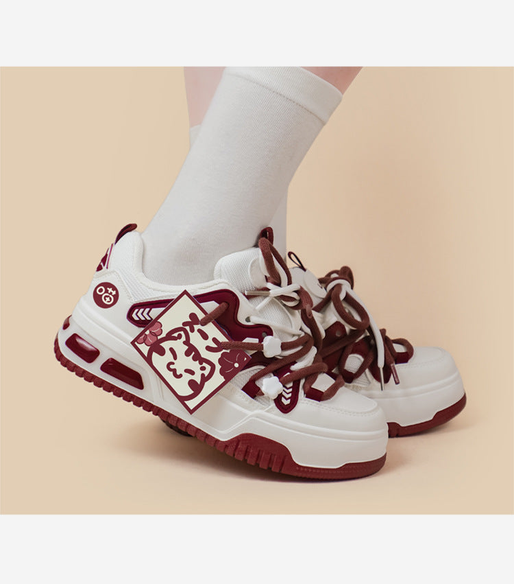 Red Board Women's Sports Leisure Platform Bread Shoes