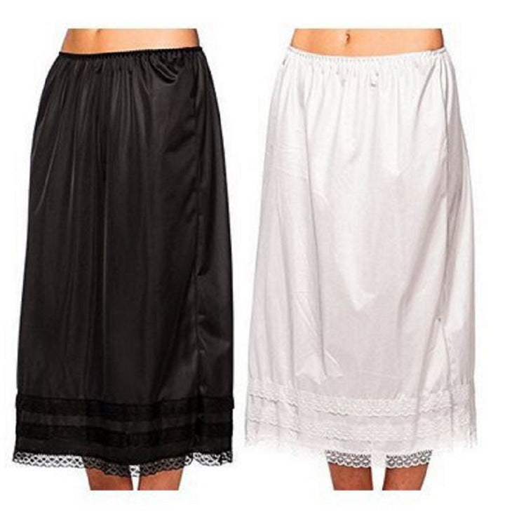 Solid Color Pleated Patchwork Long Dress Sweet Lace Casual Skirt