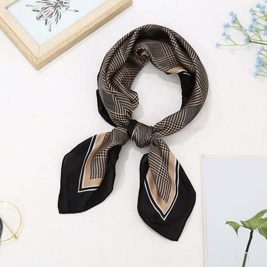 Professionelt vintage-silketørklæde med print i koreansk stil, alsidigt
