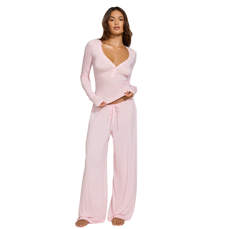 Snap Top Drawstring Trousers Suit