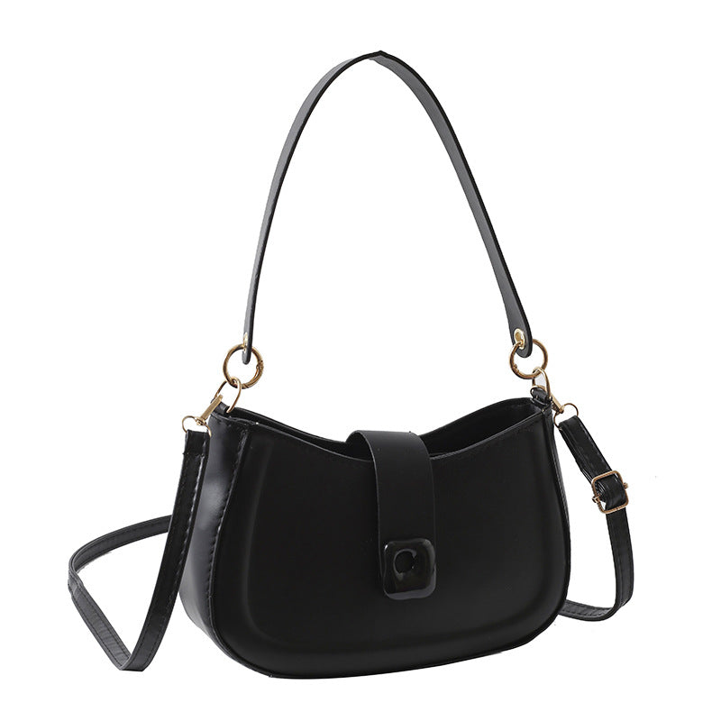 Simple Solid Color Temperament Leisure Textured Shoulder Bag For Women