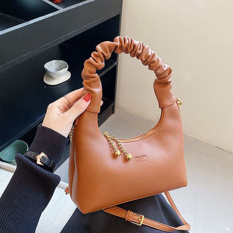Handheld Lychee Pattern Simple Chain Shoulder Bag