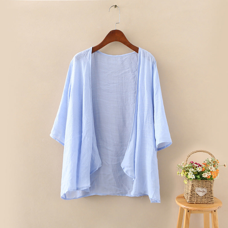 Cotton And Linen Outer Cardigan Women's Thin Shawl Summer