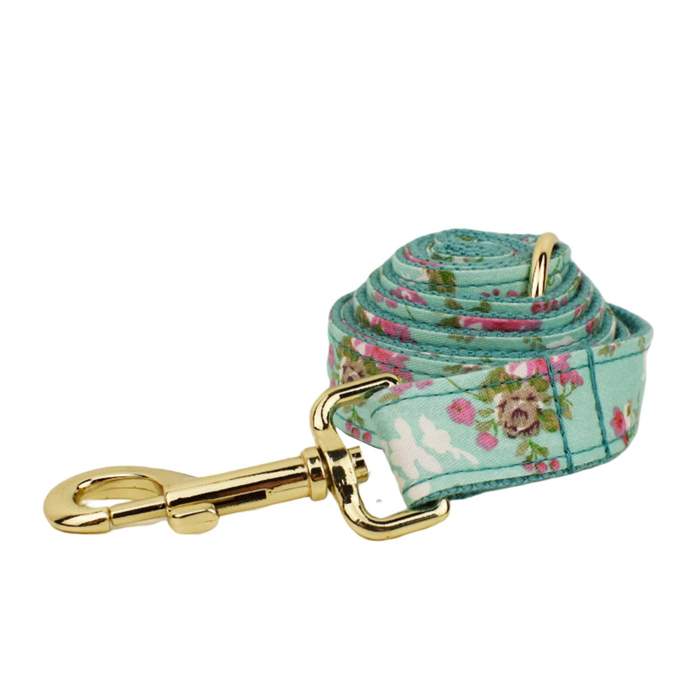 Rose Dog Collar With Green Background Detachable Cute Bow