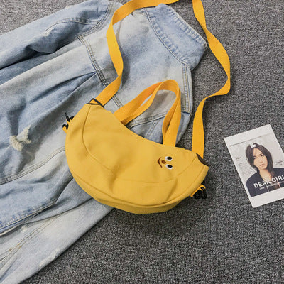 Creative Banana Embroidered Canvas Crossbody Bag