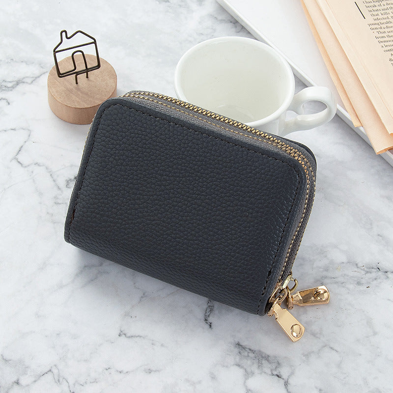 Women's Short Solid Leather Wallet