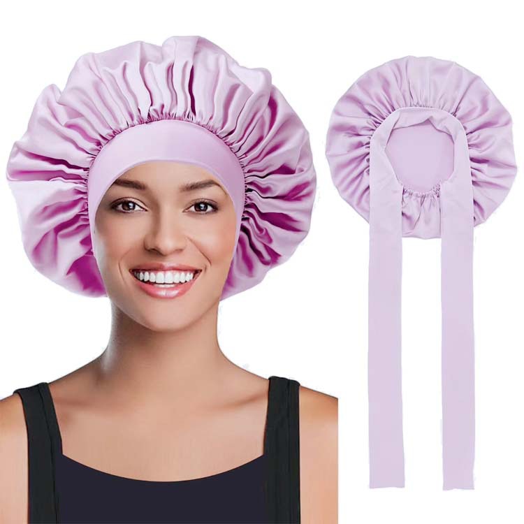 Stretch Ribbon Bowknot Silk Round Cap Solid Color