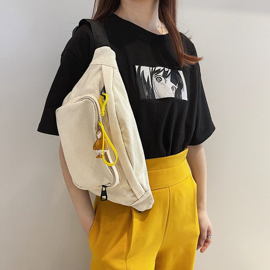 Color Canvas Chest Bag Women's Fashion Sports Waist Bag