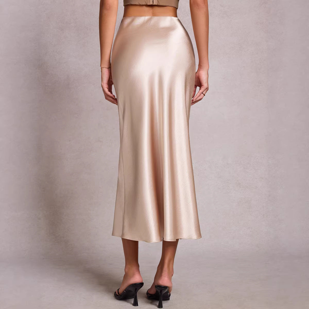 New Puffed Satin Skirt With Elastic Waist