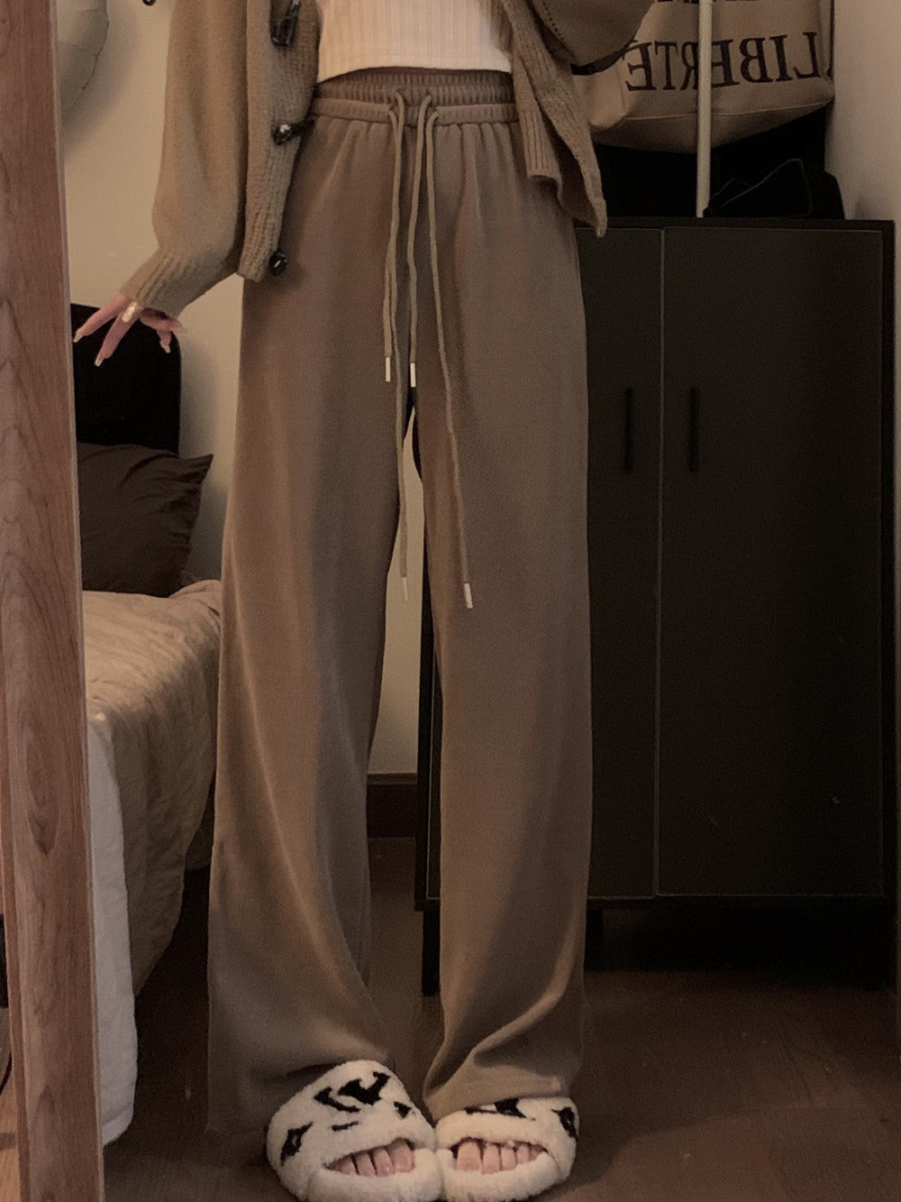 Women's Autumn Drawstring Straight Mop Pants