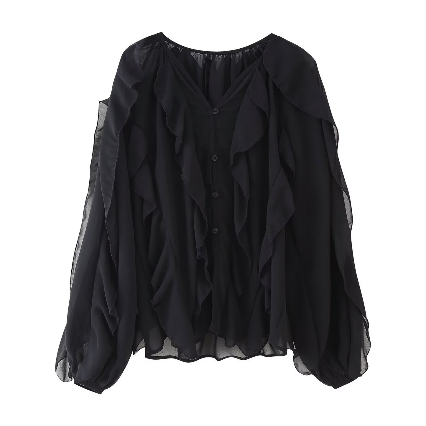 V-halset lagdelt bluse i westernstil til kvinder