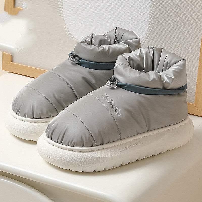 Couple Thick Bottom In Winter High-top Waterproof Cotton Slippers