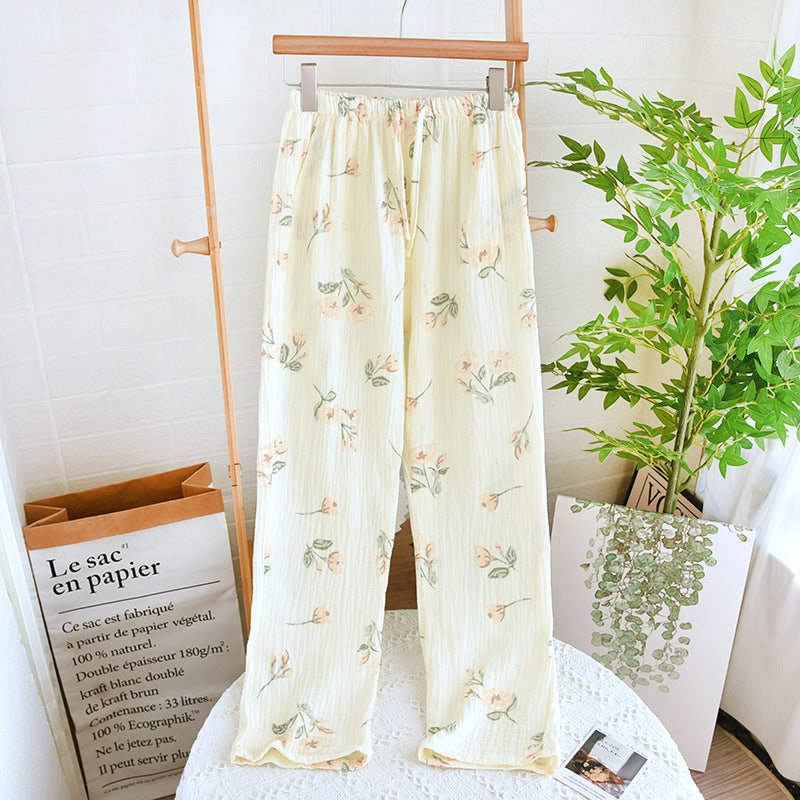 Straight Cotton Loose Home Pants Pajama Pants With Pockets Can Be Worn Outside