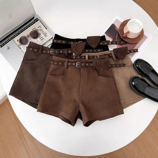 Womens Versatile Suede-Like Shorts For A Bold Edgy Look
