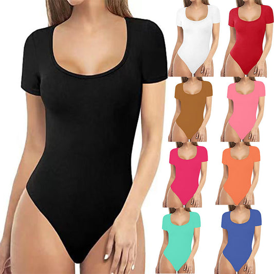 Women's Low Round Neck Bottoming Casual Jumpsuit