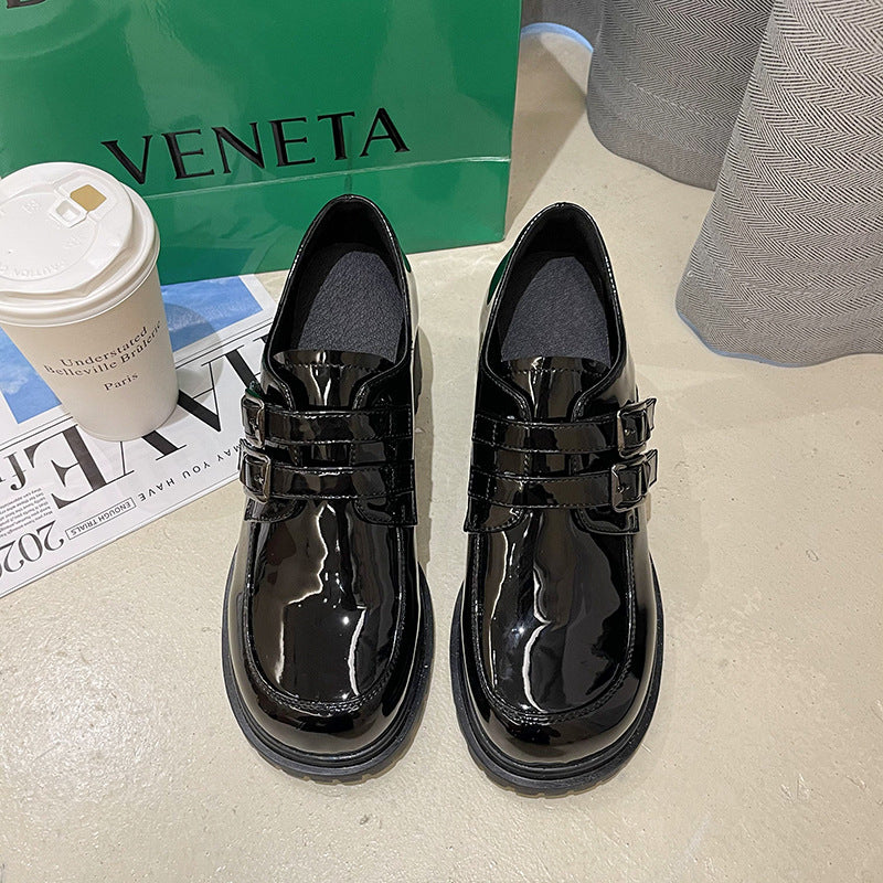 Women's High-heeled British Style Leather Shoes