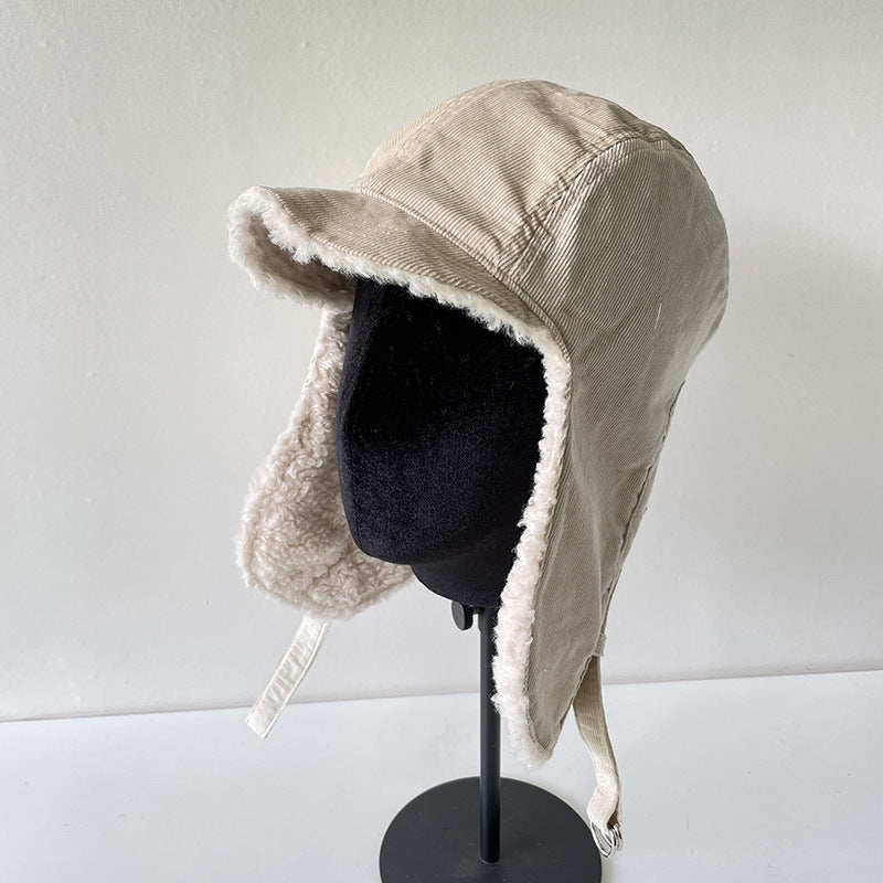 Ear Protector Corduroy Fleece Aviator Hat