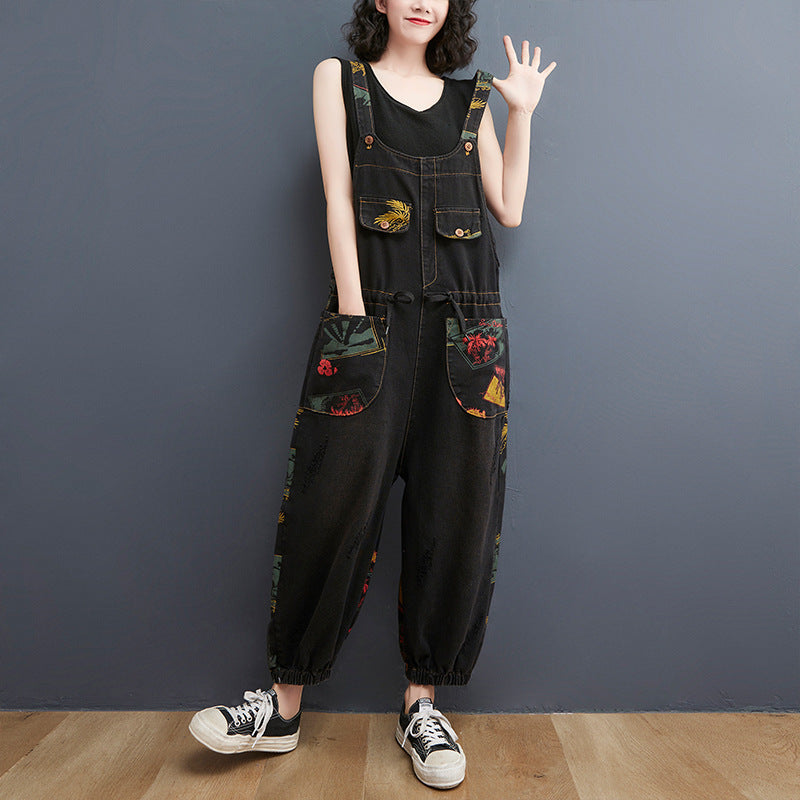Damemode Plus Size Aldersreducerende Print Selestykker-jeans
