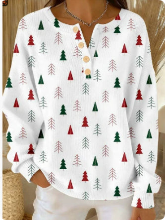 Woolen Button V-Neck Women's Sweater