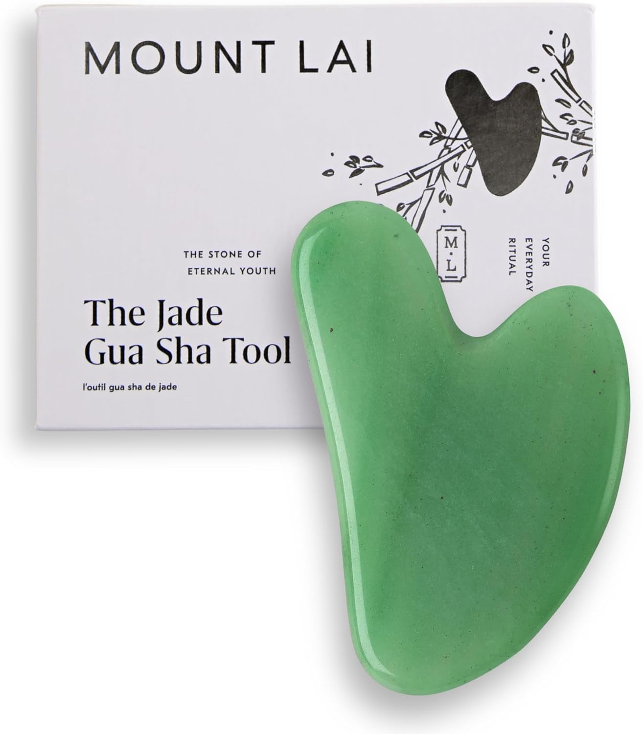 Jade Gua Sha Facial Tool – the Stone of Eternal Youth – 100% Genuine Jade Stone Face Sculpting Tool for Lymphatic Drainage, Puffiness Reduction & Timeless Radiance
