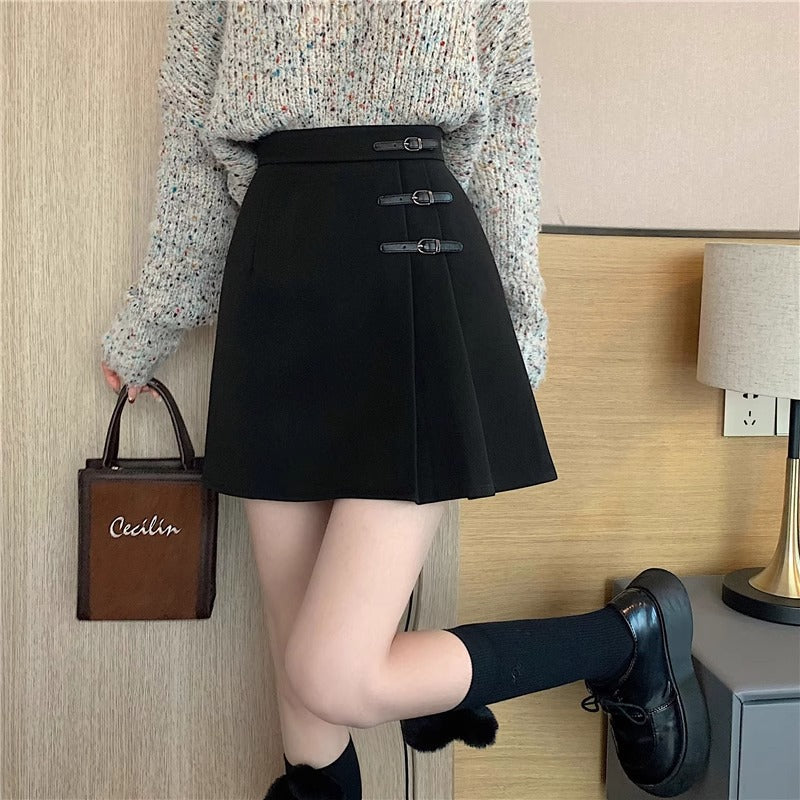 Women's High-waisted Body-hugging Pleated Skirt