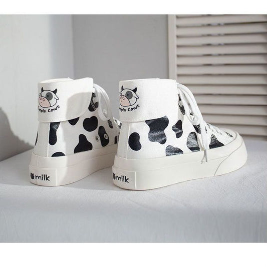 Canvas Women's High Top Cute White Shoes