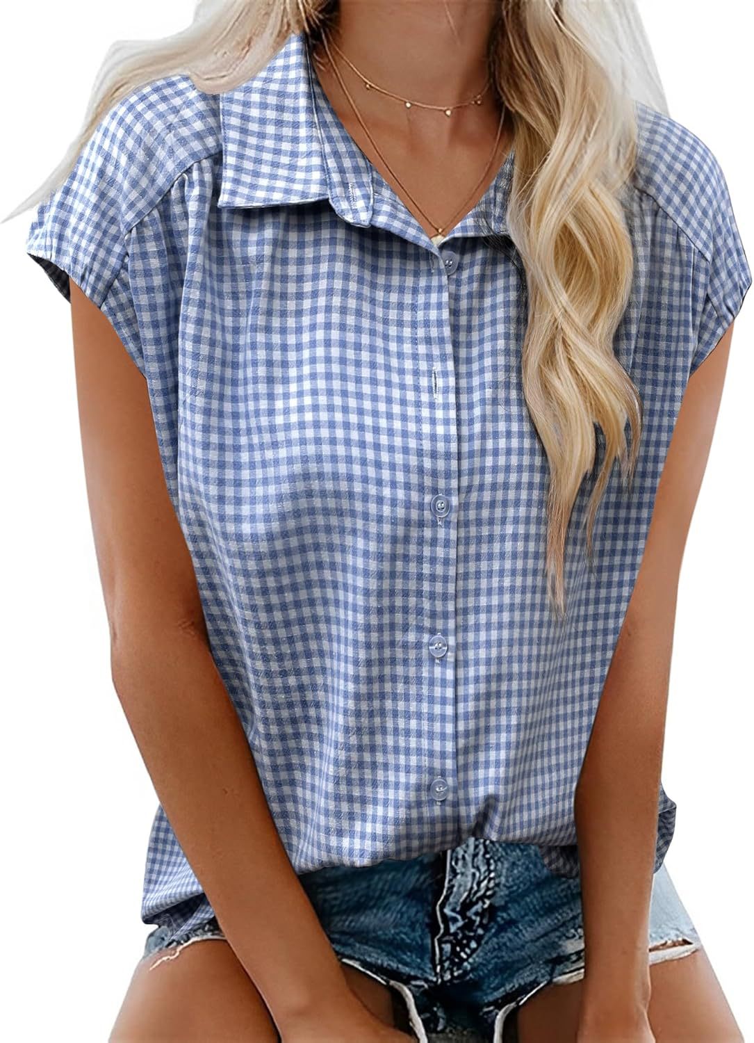 New Button-down Short-sleeve Casual Plaid Shirt