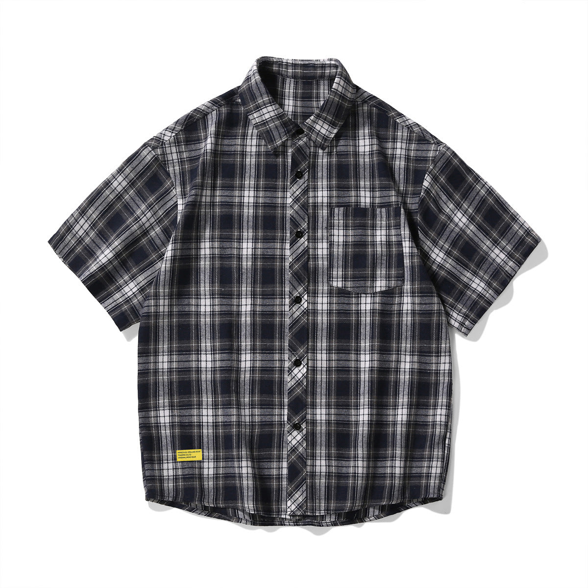 Men's Short-sleeved Plaid Shirt Retro Plus Size Casual Shirt