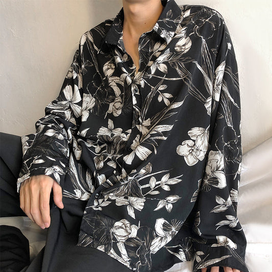 Hong Kong Style Vintage Floral Shirt Men