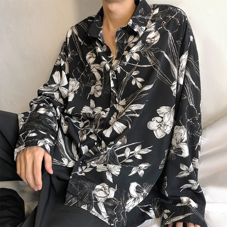 Hong Kong Style Vintage Floral Shirt Men
