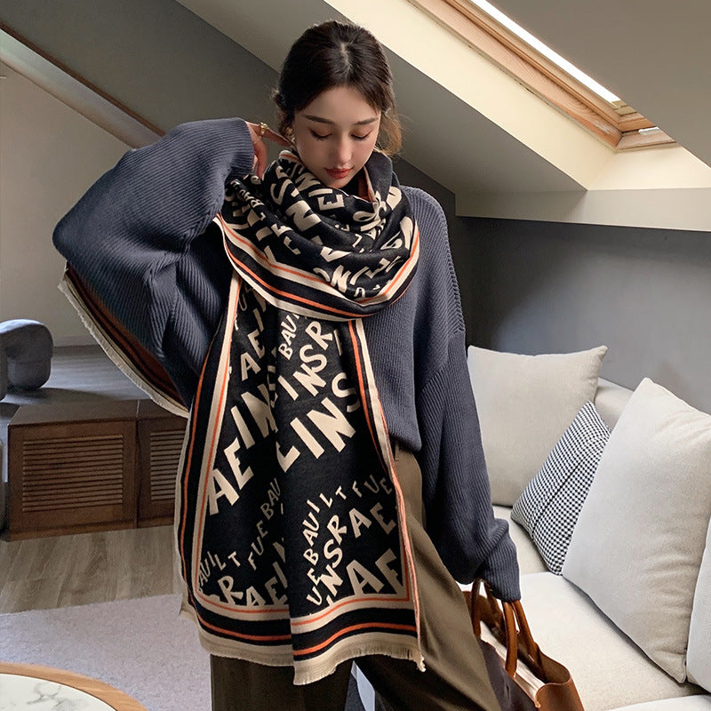 Imitation Cashmere Autumn Winter New Letter Scarf