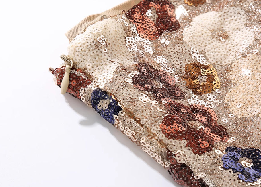 Hot Girl Style Heavy Embroidery Sequins Skirt
