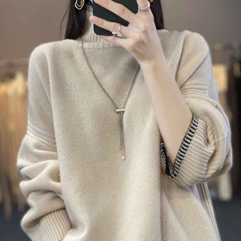Loose And Idle Thickened Knitting High Collar Woolen Sweater