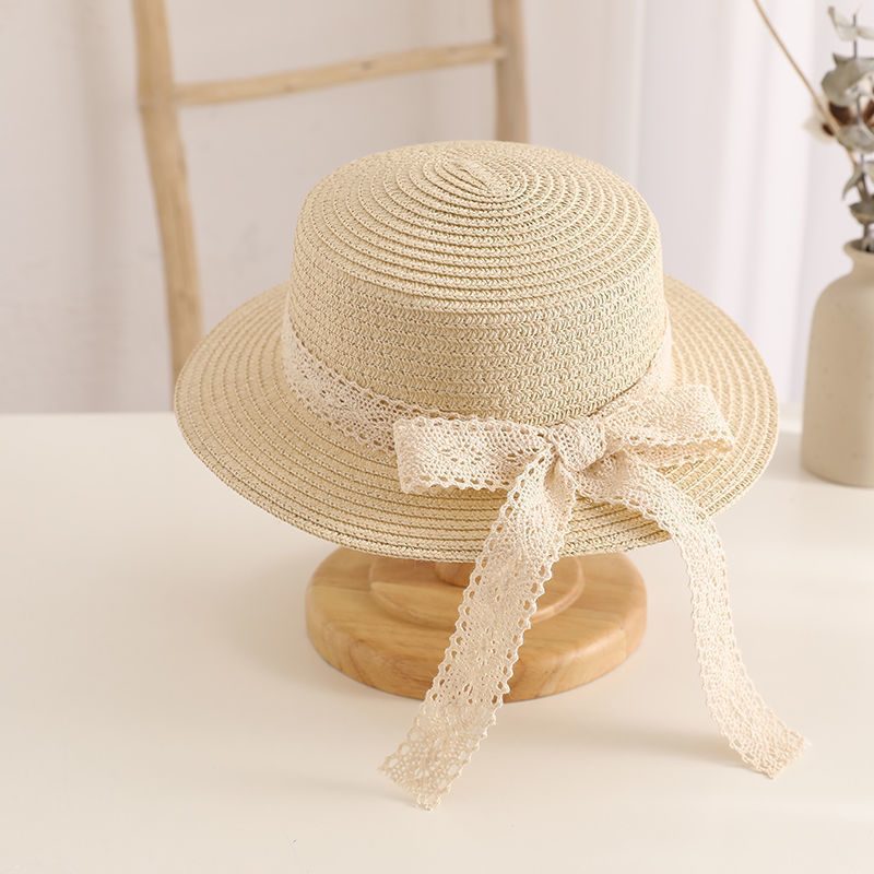 Lace Bow Ribbon Straw Hat