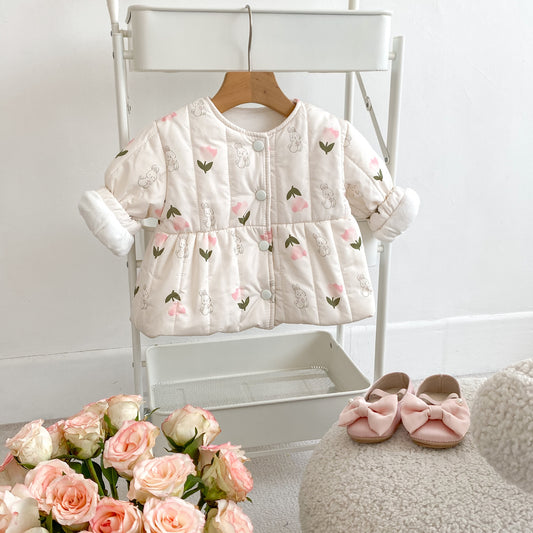 Girls' Compressed Cotton Fleece Lined Long Coat
