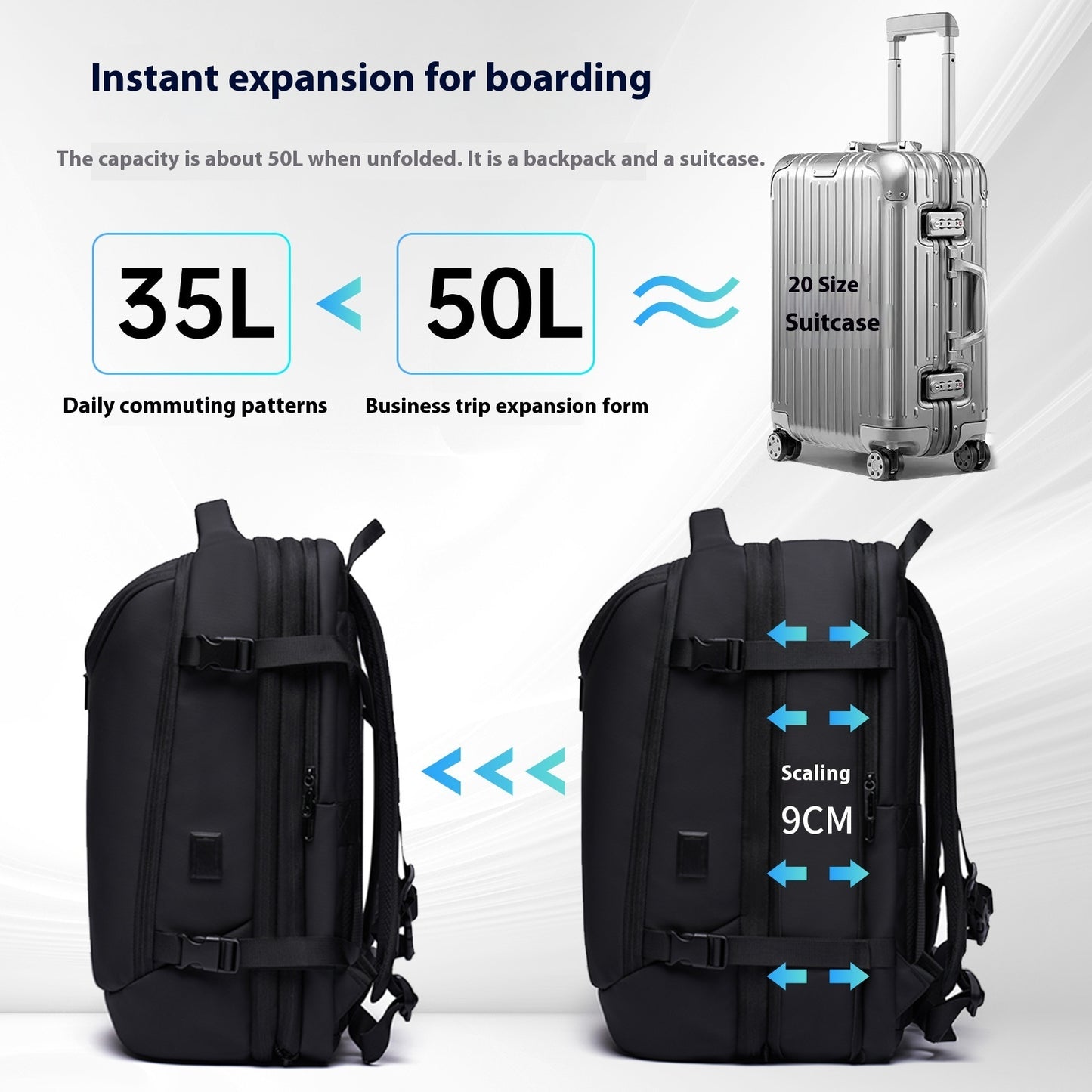 Men's  Vacuum Compression Backpack Multifunctional
