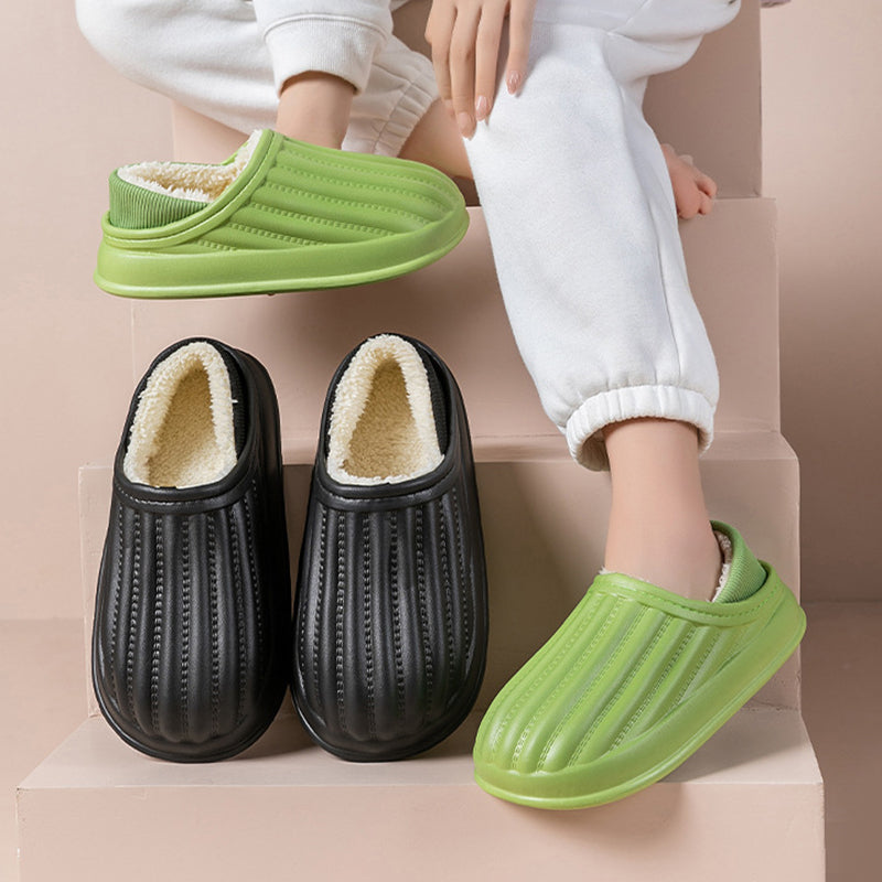 Fashion Thickened Couple Slippers Women's Winter Shoes Home Warm Plush Confinement Shoes