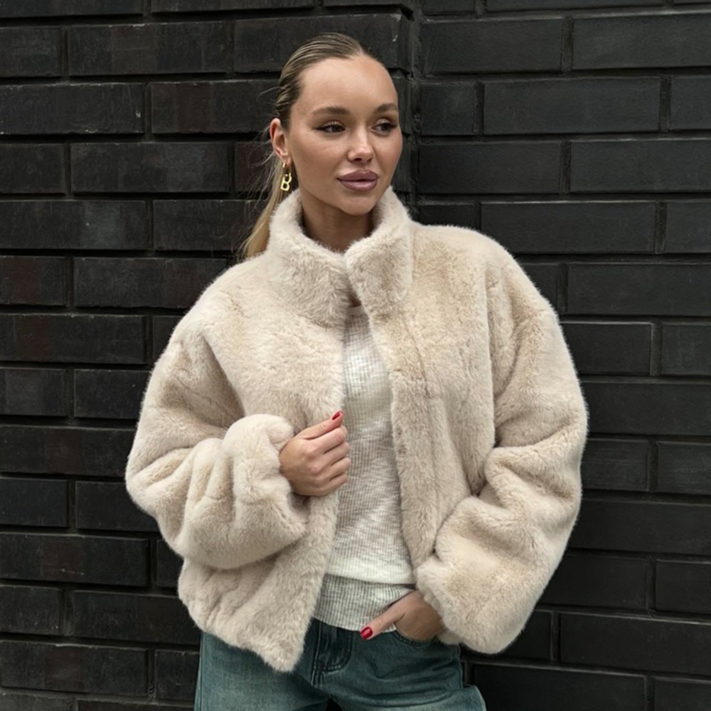 Autumn And Winter Warm Zipper Fur Jacket
