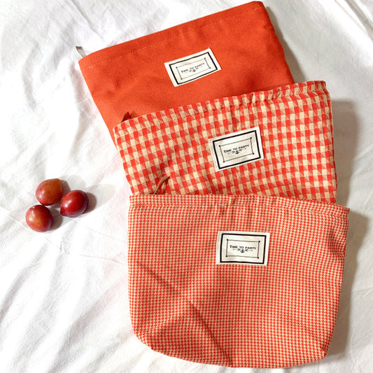 Small Bag Cosmetic Bag Clutch Bag Plaid Cloth Female Bag Four Seasons